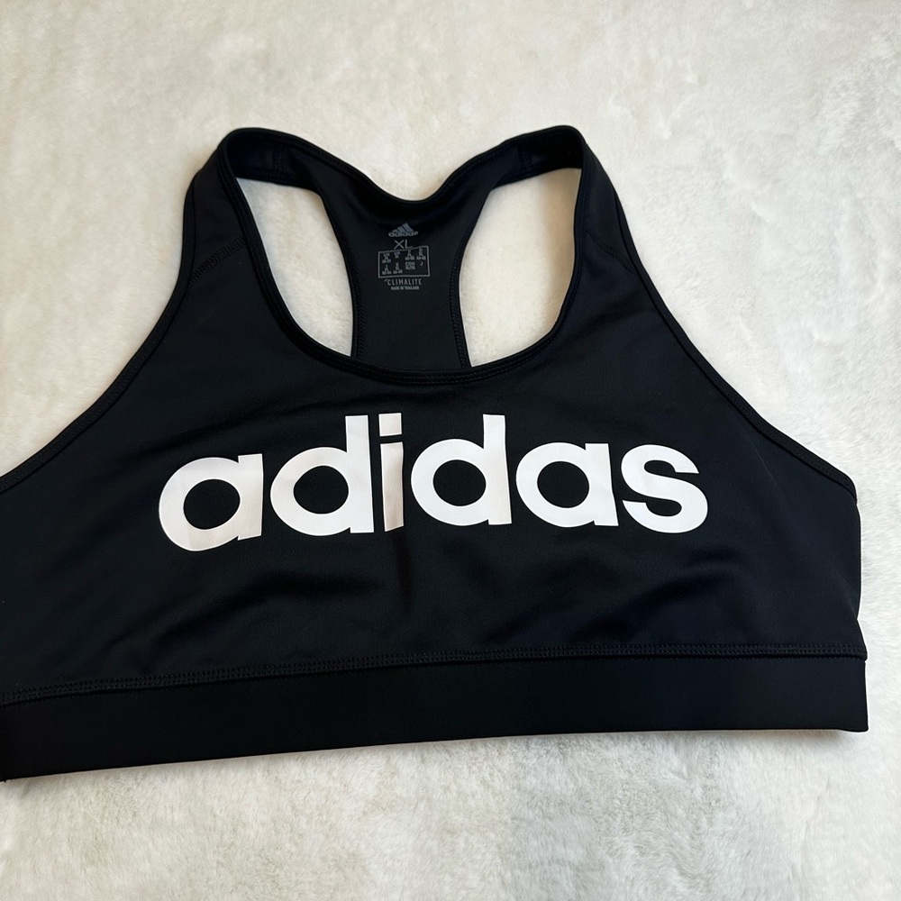 Adidas Black Sports Bra with Bold Logo